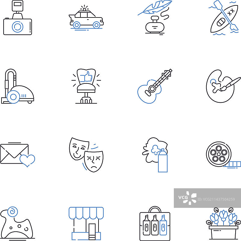 金融家线性图标合集：富有的投资者图片素材