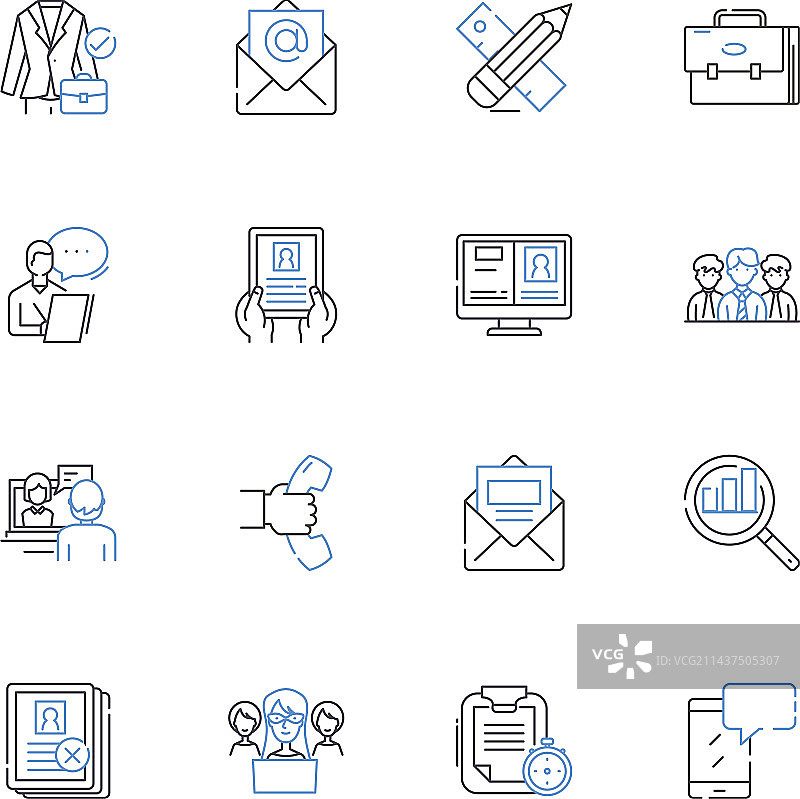 质量控制检查员线条图标合集图片素材