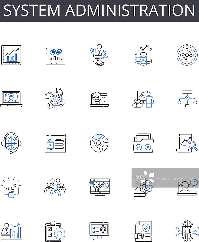 系统管理线性图标合集图片素材