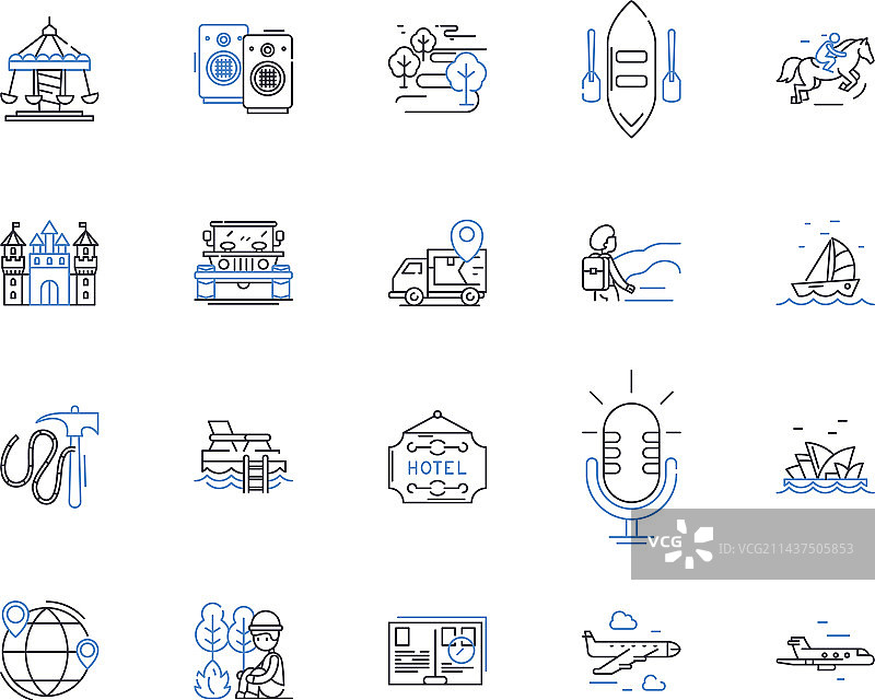 逃脱线条图标集合：自由与逃离图片素材