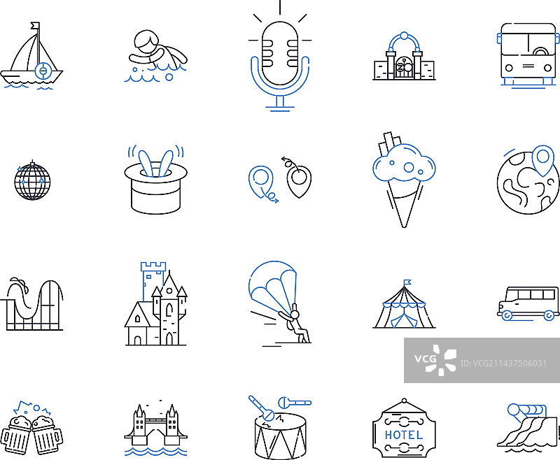 短途旅行线路图标合集图片素材