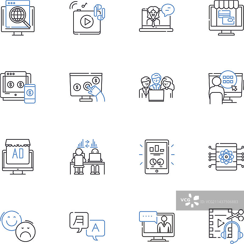电子对话线条图标合集图片素材