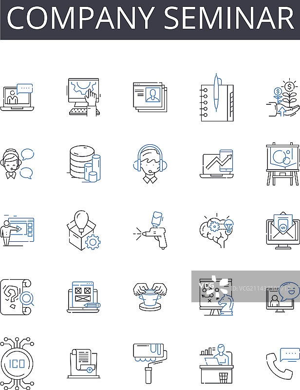 商务公司研讨会线性图标集图片素材