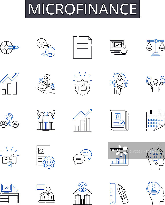 小额信贷线性图标集图片素材