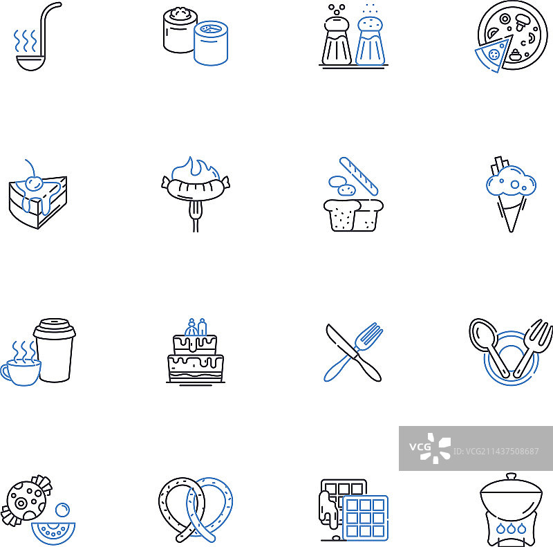 餐饮美食线性图标图片素材