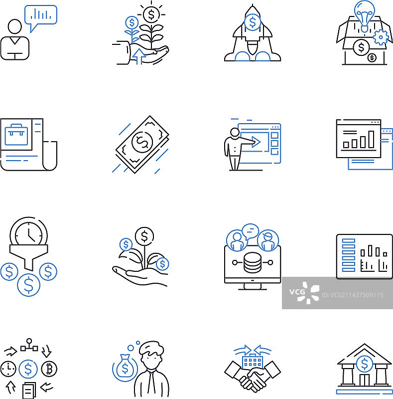 工资单线条图标集合：工资扣除额图片素材