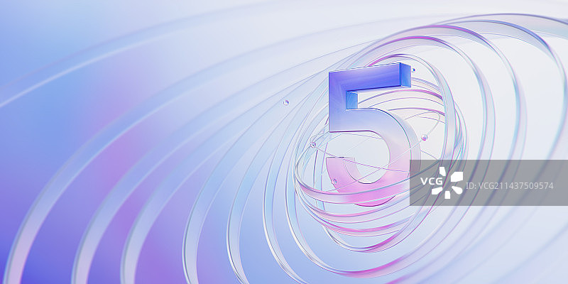 3D渲染抽象艺术造型倒计时数字5插图图片素材