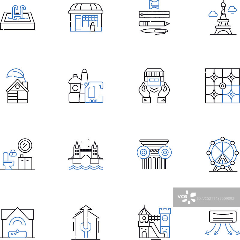 拖车线条图标合集：挂钩、货物搬运图片素材