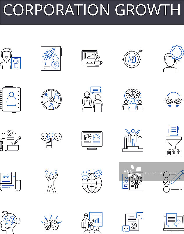 公司增长线图标合集图片素材
