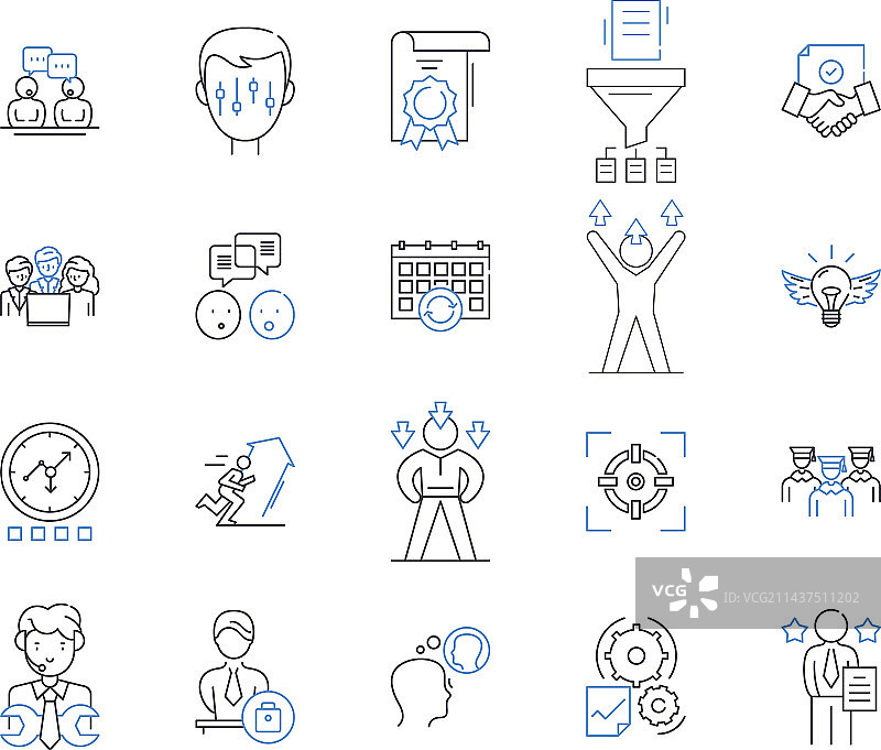 咨询台线性图标集合图片素材