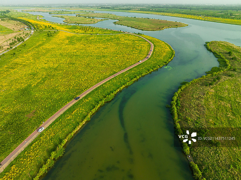 航拍滹沱河自然风光图片素材