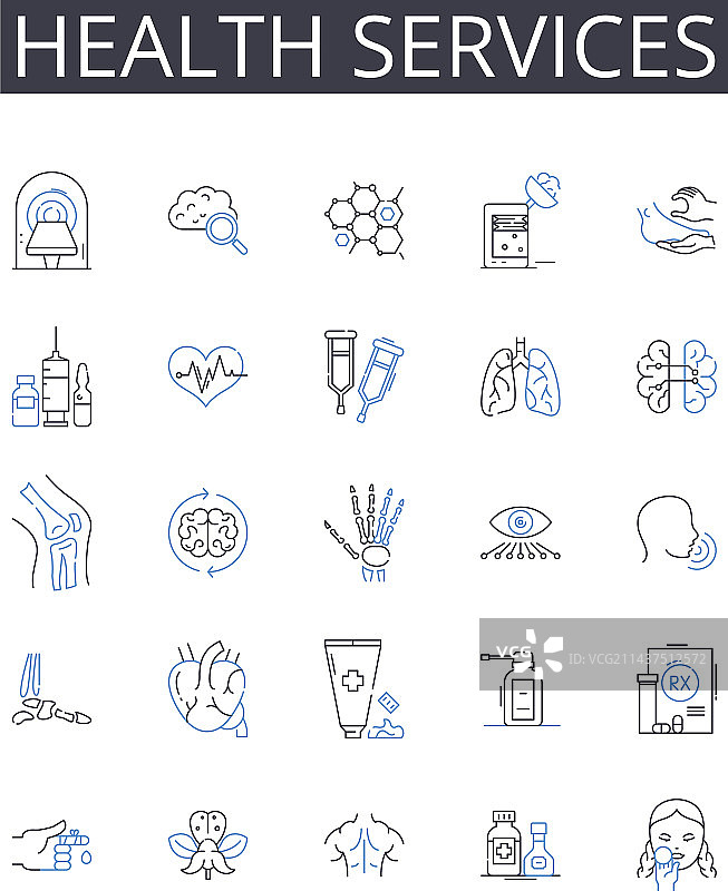 医疗健康服务线性图标图片素材