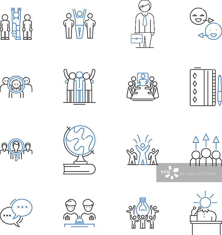 浸入式疗法和暴露疗法线条图标合集图片素材