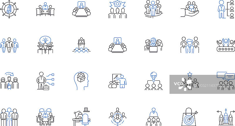 治理相关线性图标合集图片素材