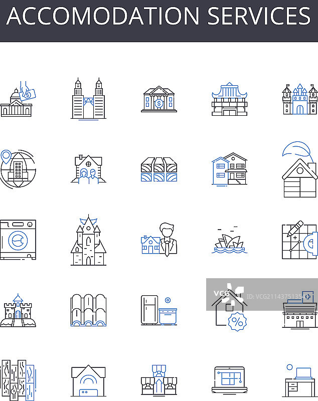 住宿服务线性图标合集图片素材