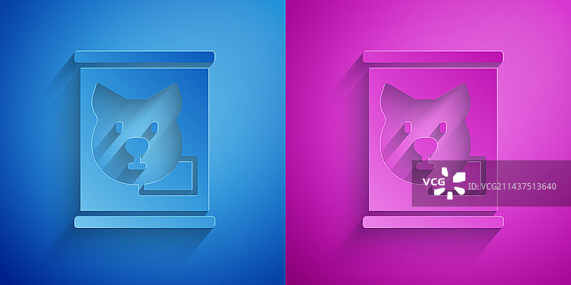 蓝色背景上的罐头食品剪纸图标图片素材