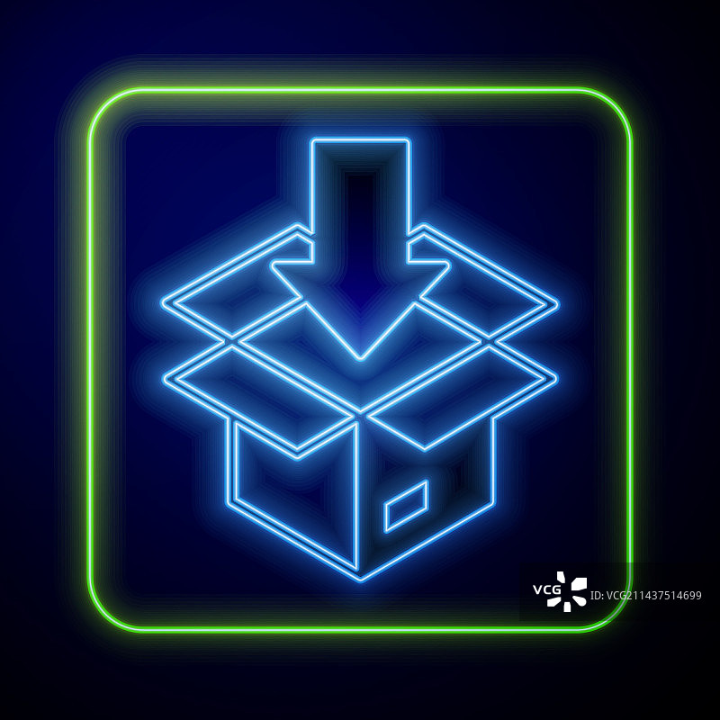 发光霓虹纸箱图标图片素材