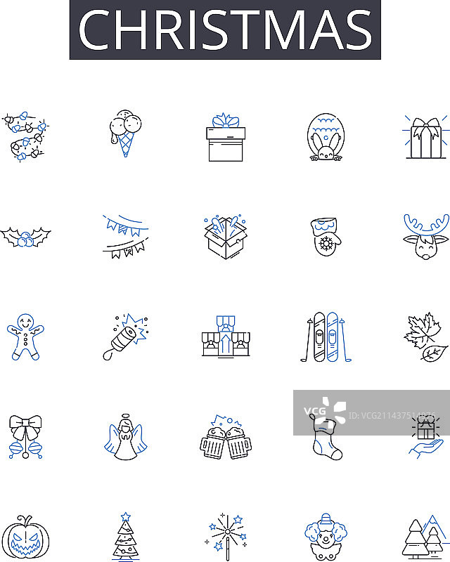 圣诞节线条图标合集图片素材