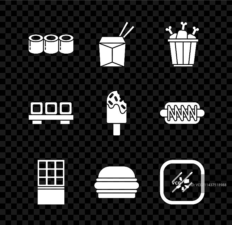 寿司亚洲面条和筷子鸡肉图片素材