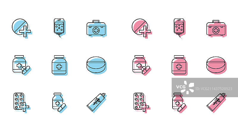 药瓶与泡罩包装药丸图片素材