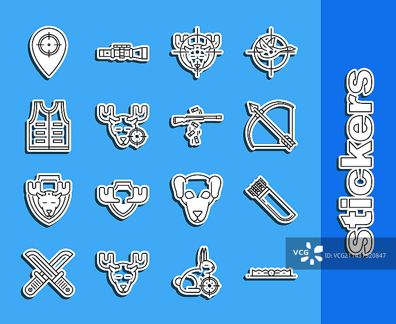 带箭的线条狩猎箭袋和弓图片素材