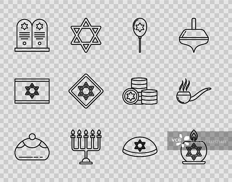 犹太甜点燃烧蜡烛线条图片素材