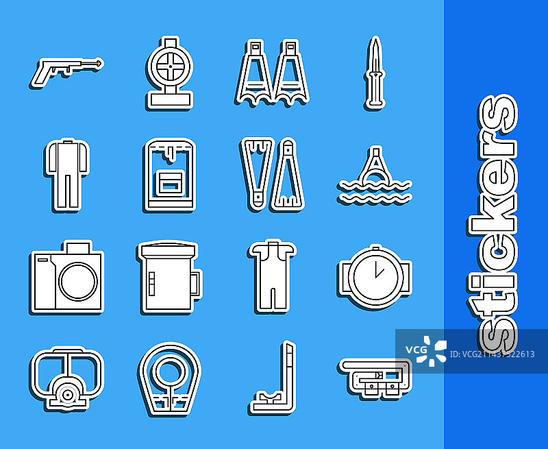 潜水腰带、手表和漂浮浮标图片素材