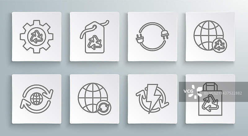 地球与回收标签组合图片素材