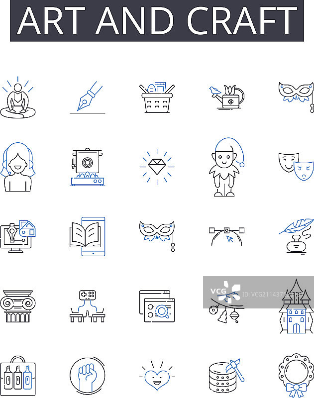 手工艺品线条图标合集图片素材