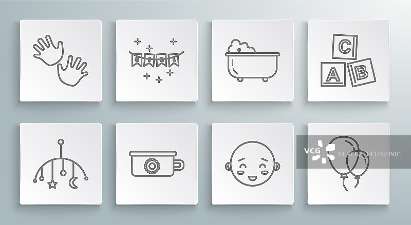 婴儿床悬挂玩具彩旗套装图片素材