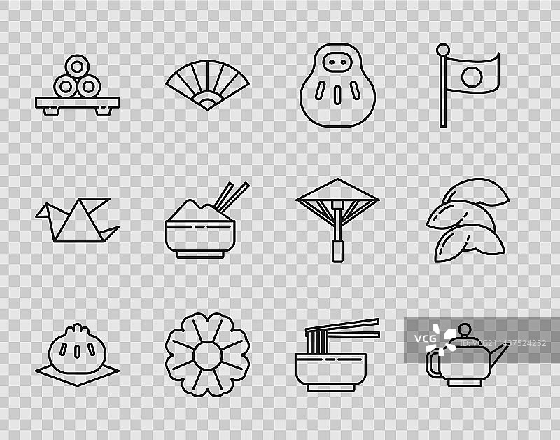 线路键设置：砧板上的格鲁吉亚饺子和日式茶具图片素材