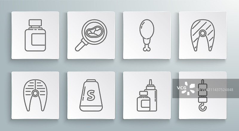 鱼、牛排和煎锅肉组合素材图片素材