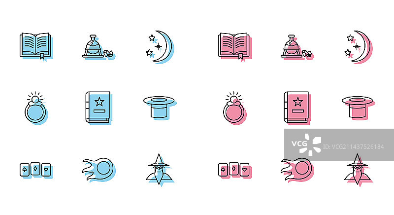 扑克牌、火球与古代魔法图片素材