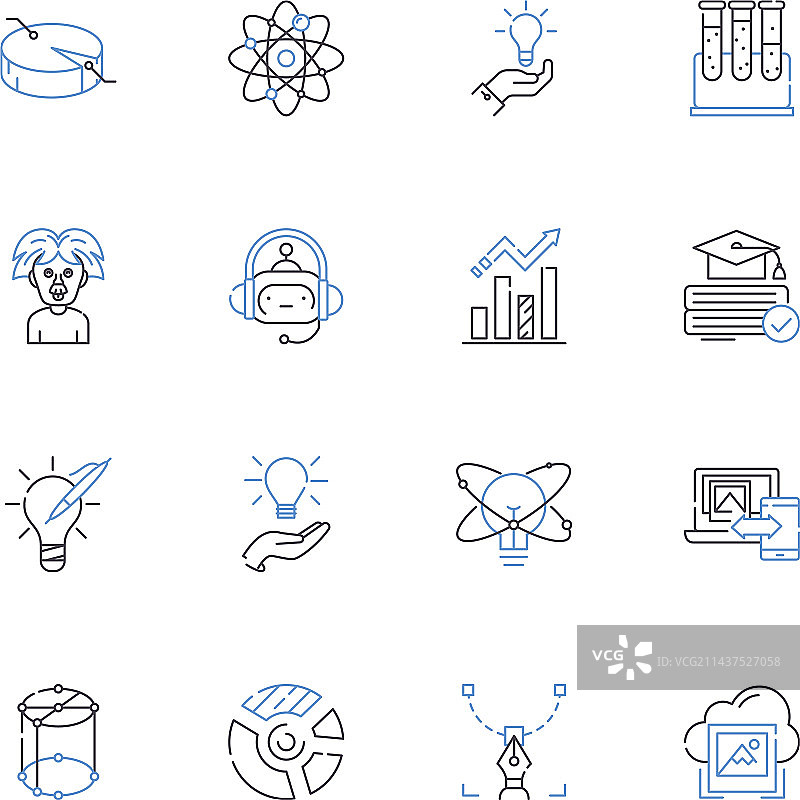 宽敞的会议室线性图标合集图片素材