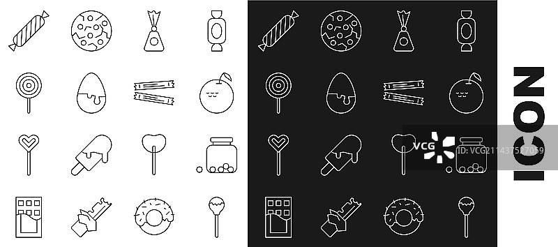 线条棒棒糖、装满糖果的玻璃罐图片素材