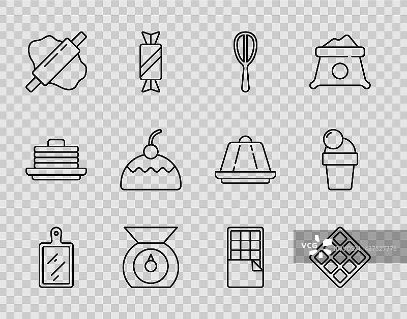 线条图标：砧板华夫饼打蛋器图片素材