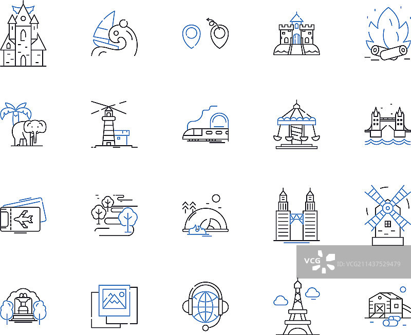 海滩度假线性图标图片素材