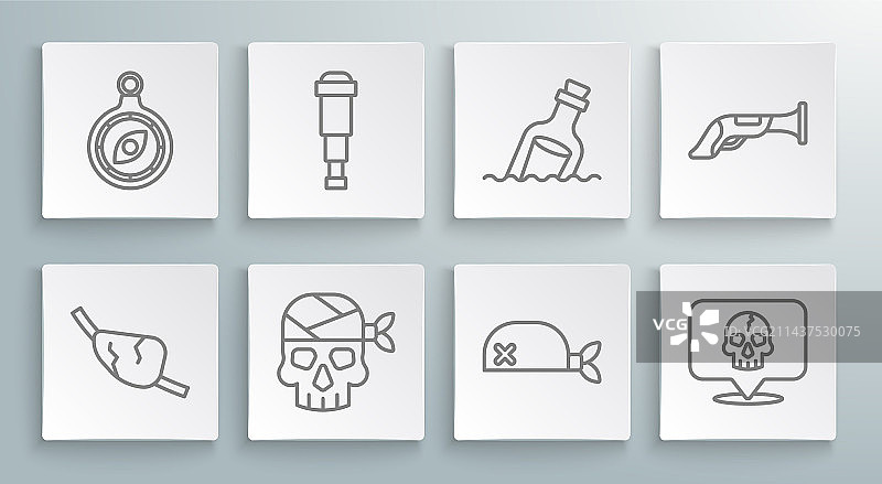 海盗眼罩望远镜线稿图片素材