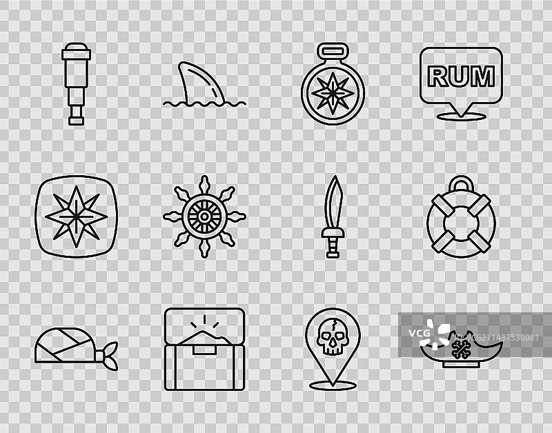 海盗头巾与帽子指南针banner图片素材