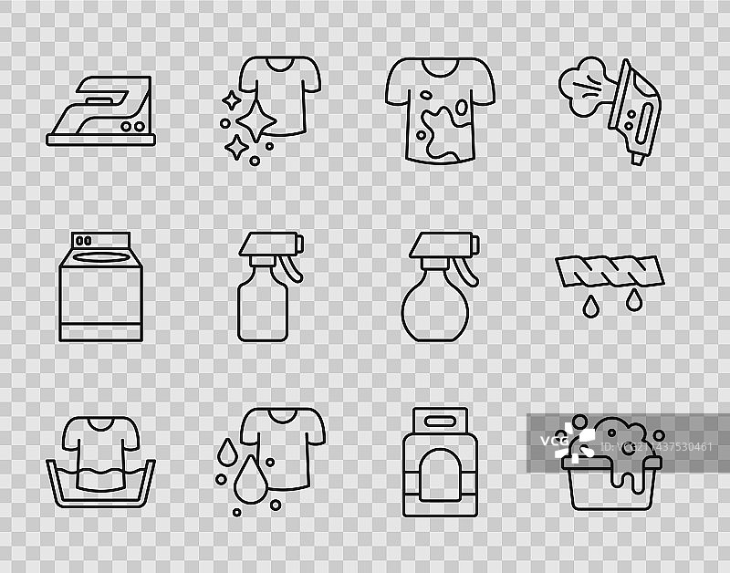 衬衫肥皂脏污T恤洗漱盆线条组合图片素材