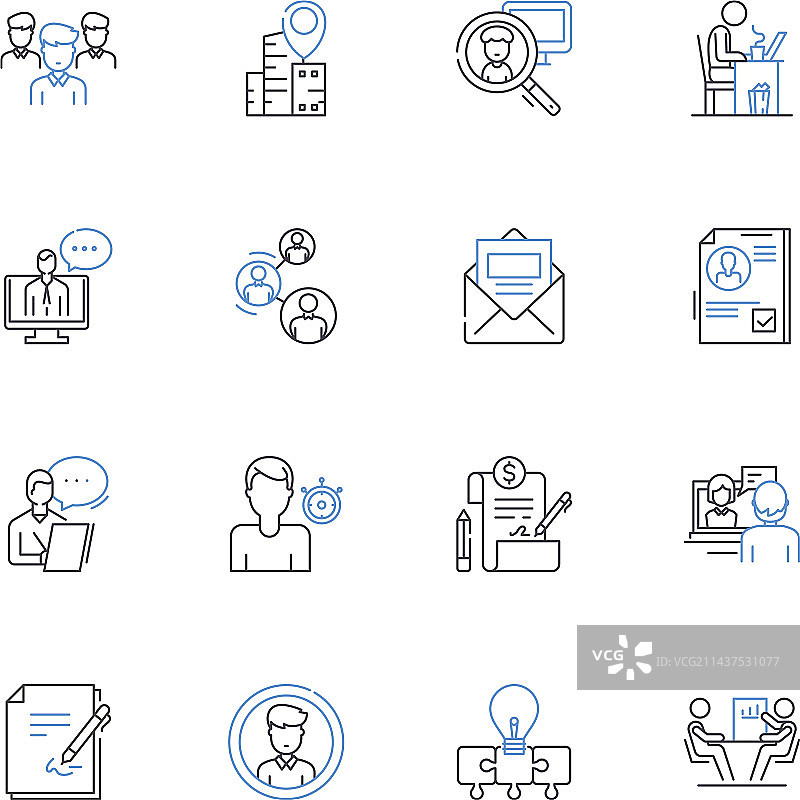 人才寻源线性图标招聘合集图片素材
