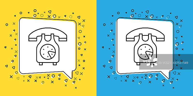 黄色背景上的直线电话听筒图标图片素材