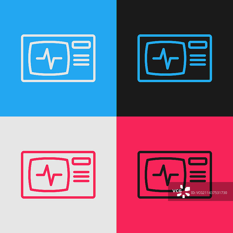 波普艺术线条电脑显示器心电图图标图片素材