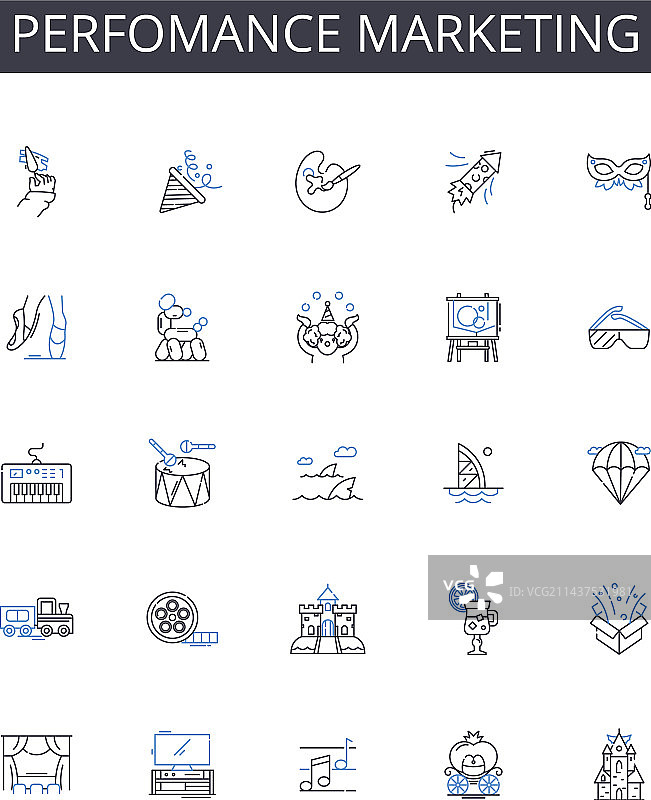 效果营销线性图标合集图片素材