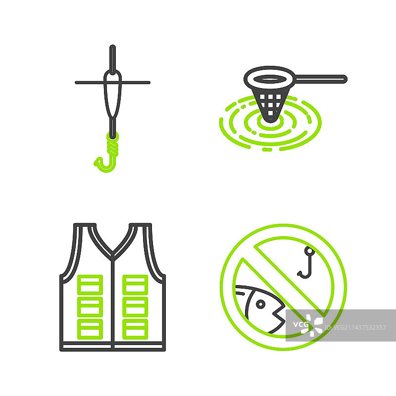 禁止捕鱼钓鱼夹克渔网水线条素材图片素材