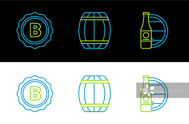 啤酒瓶木桶瓶盖图片素材