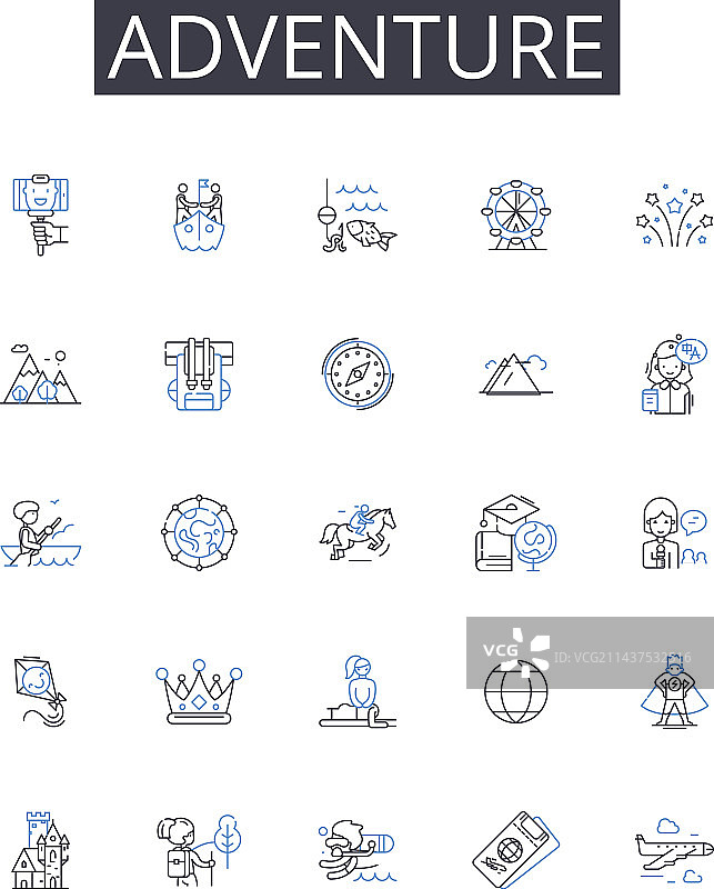 探险旅程线性图标合集图片素材