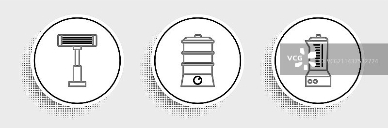 搅拌机、电暖器和双层线条设计图片素材