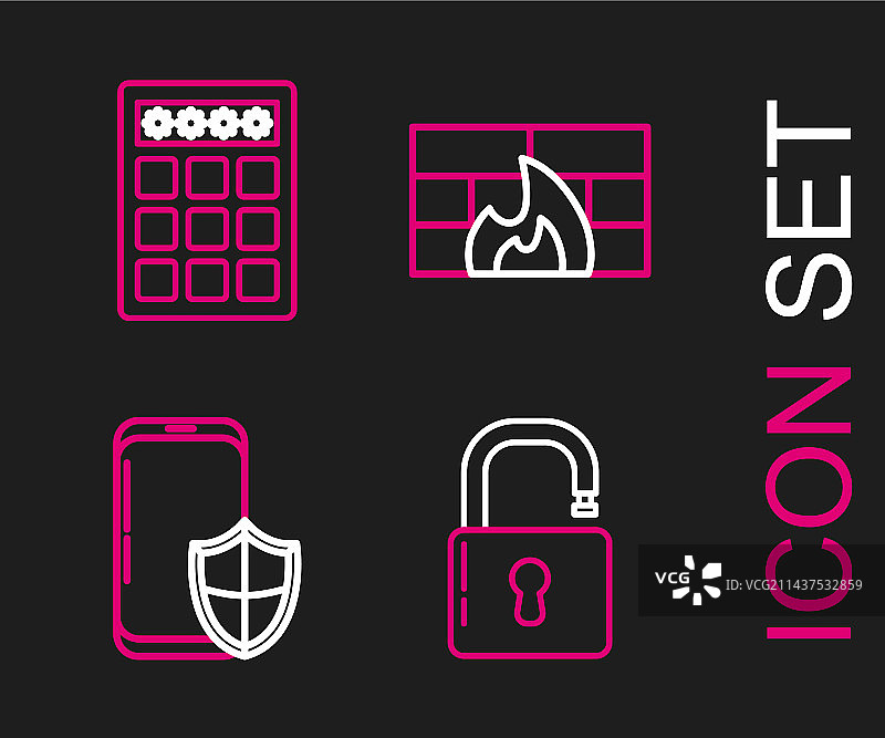 密码锁、带安全功能的智能手机套装图片素材