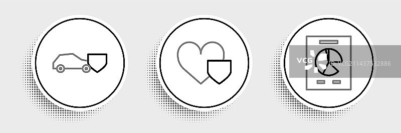 包含图表汽车盾牌的线条文档图片素材